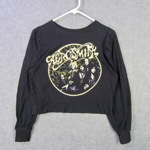 Aerosmith Shirt Womens Small Long Sleeve Crop Recycled Karma Back In The Saddle